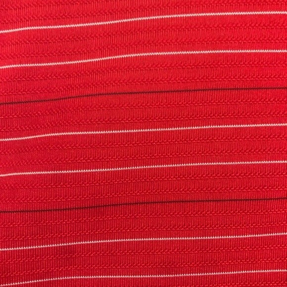 PGA TOUR Medium Red White Black Stripe Polo Shirt Men's Golf Collared Textured - Picture 2 of 5
